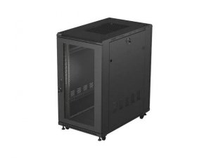 Szafa instalacyjna Rack Lanberg stojąca 19 22U 600x1000 Czarna drzwi perforowane (flat pack)