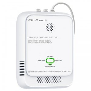 Czujnik wycieku gazu ziemnego i tlenku węgla Qoltec | alarm 85dB | LED