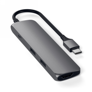 Satechi Aluminium Adapter Slim - aluminiowy adapter do urządzeń mobilnych USB-C (USB-C, 4K HDMI, 2x USB-A) (space gray)