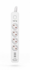 Listwa zasilająca KERG z wyłącznikiem-4 gniazda 3USB 16A 3m
