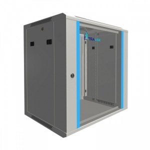 Extralink Szafka wisząca rack 12U 600x450 szara szklane drzwi