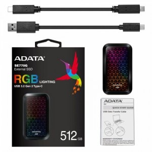 Adata Dysk zewnętrzny SSD SE770 512GB USB3.2-A/C RGB