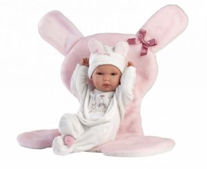 Llorens Lalka winylowa bobas 35 cm Bimba z różową  podusią