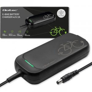 Qoltec Ładowarka do roweru skutera elektrycznego 36V | 42V | 2A | 5.5*2.5 + wodoodporna + kabel zasilający