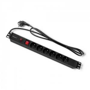 Listwa zasilająca antyprzepięciowa Qoltec do szafy RACK 19 1U 16A PDU 6xFRENCH 2m czarna
