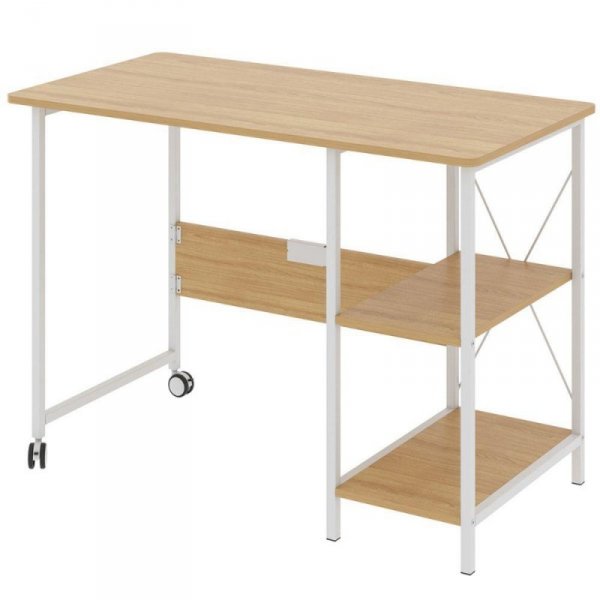 Biurko składane loftowe Maclean MC-411 W, wymiary: 107x45x75cm, max - 150 kg, z blatem, kolor jasny buk - USZ OPAK
