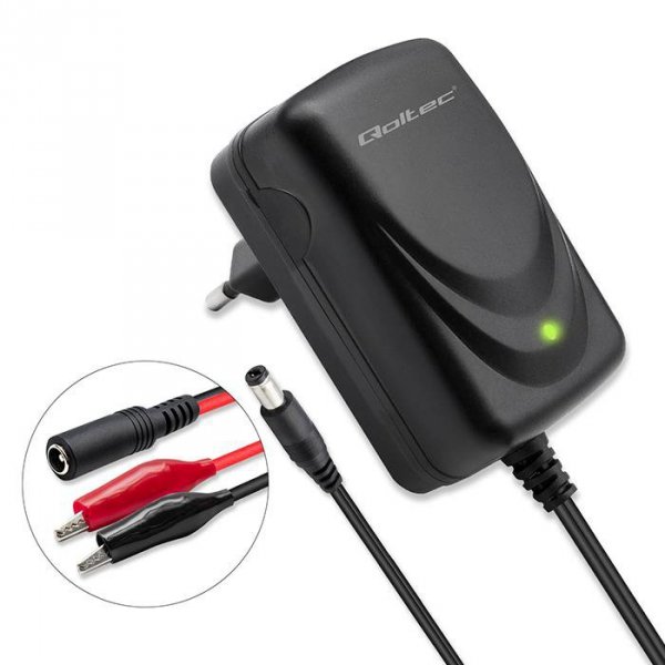 Ładowarka do akumulatora Qoltec AGM GEL STD 12V | 1.5A | Prostownik z sygnalizatorem LED