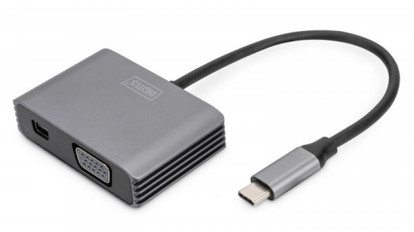 Kabel adapter graficzny DIGITUS USB Typ C na miniDisplayPort/VGA 4K 30Hz UHD 0,2m