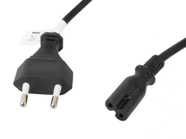 Kabel zasilający Lanberg CEE 7/16 -&gt; IEC 320 C7 EURO (radiowy) 1,8m VDE czarny