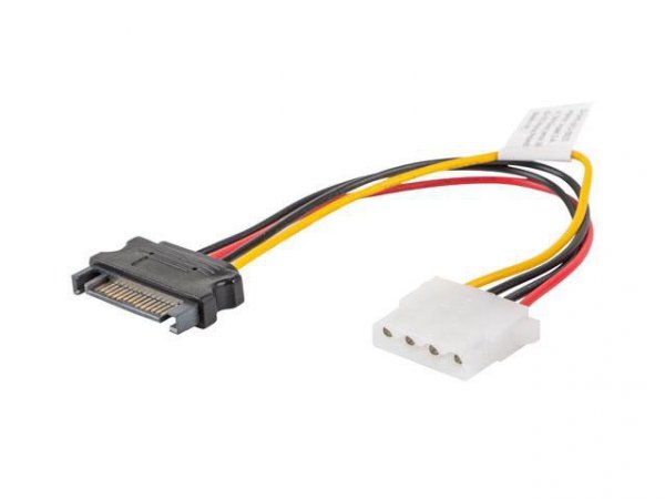 Kabel adapter Lanberg SATA zasilający(M) -&gt; Molex(F) 0,15m