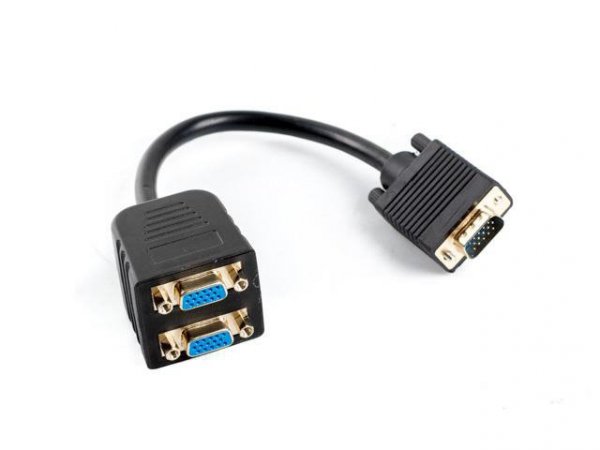 Kabel adapter/splitter Lanberg AD-0020-BK VGA (M) -&gt; 2x VGA (F) 0,2m czarny