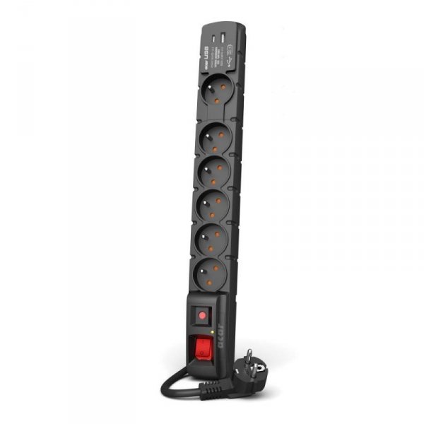 Listwa przeciwprzepięciowa Acar USB W2436 z szybką ładowarką 1,5m czarna