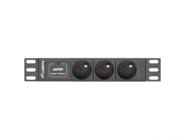 Listwa zasilająca Lanberg do szaf 10&quot; 1U 16A PDU 3x PL 2m czarna
