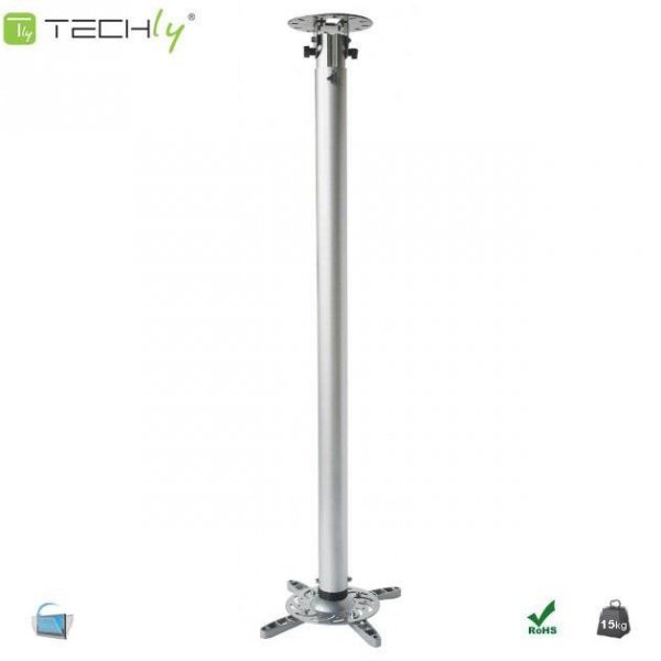 Ramię do projektora Techly 110-190 cm. 15kg, sufitowe, srebrne