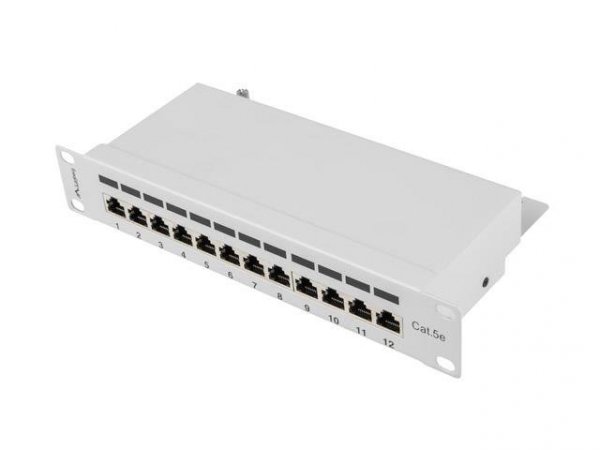Patch panel Lanberg PPF5-9012-S 12 port 1U 10&quot; kat.5e ekranowany szary