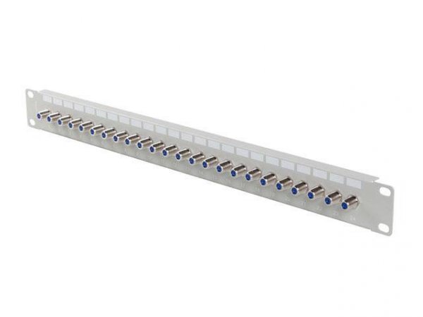 Patch panel Lanberg 24 Port 1U 19&quot; Gniazdo Typ F Beczka Szary