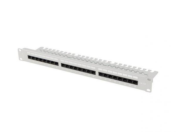 Patch panel 24 Lanberg port 1U 19&quot; kat.6a UTP z organizerem kablowym szary