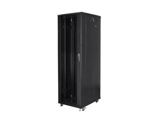 Szafa instalacyjna Rack stojąca 19&quot; 42U 800x800 Drzwi Szklane czarna Lanberg (flat pack)