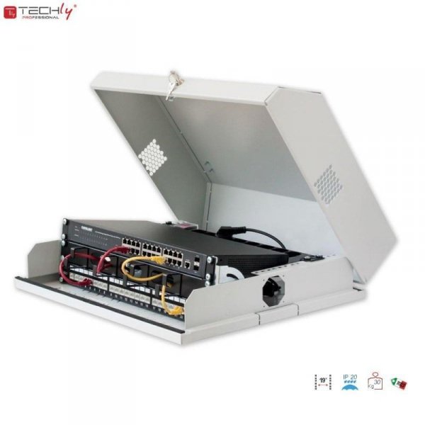 Szafa wisząca TechlyPro 19&quot; 3U+6U płaska, szara
