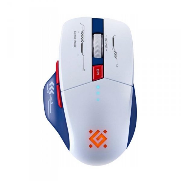 Mysz bezprzewodowa Defender TISA GM-126 optyczna 1600dpi 2.4 GHz + Bluetooth biało-niebieska RGB AKUMULATOR 6 przycisków Gaming