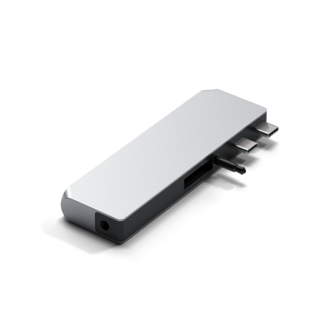 Satechi Pro Hub mini - aluminiowy Hub z podwójnym USB-C do MacBook (2xUSB-C, 2x USB-A, Ethernet, jack port) (Pro&Air&Max) (silve