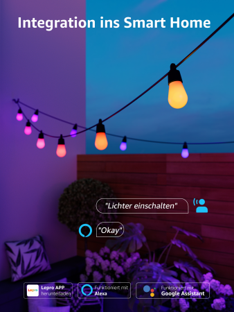Lepro 30M ZB1 AI Outdoor String Lights - inteligentne wielokolorowe lampki zewnętrzne (30 m)
