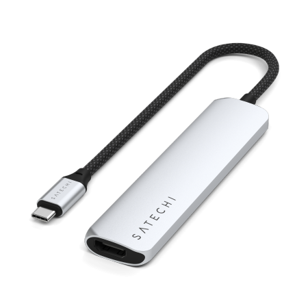 Satechi 6-in-1 USB-C Slim Multiport Adapter - aluminiowy adapter do urządzeń mobilnych USB-C (USB-C, 2x USB-A, 4K HDMI, czytnik 