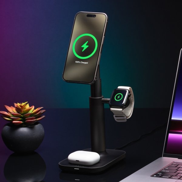 Mophie Extendable Stand MagSafe 3w1 - stojąca ładowarka bezprzewodowa do trzech urządzeń z regulowaną wysokością, kompatybilna z
