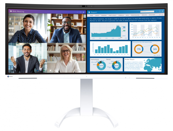 EIZO FlexScan EV3450XC-WT - monitor 34,1&quot;, 3440 x 1440 UWQHD, zakrzywiony, wbudowana kamera 21:9, (biały)