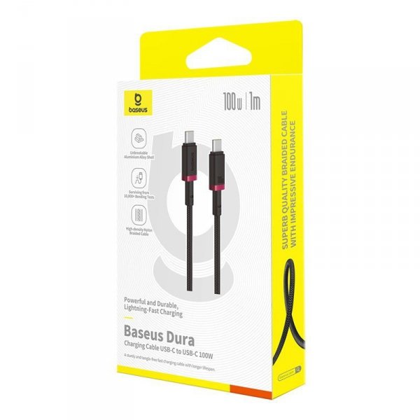 Kabel Baseus Dura Typ C-Typ C 100W 1m (czerwono-czarny)