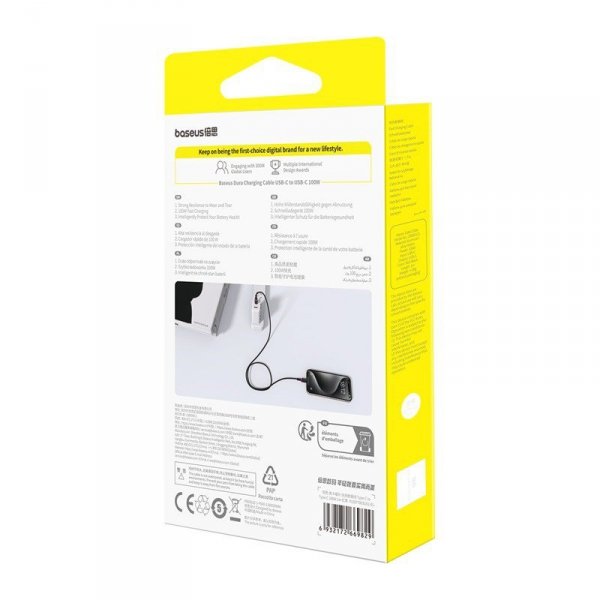 Kabel Baseus Dura Typ C-Typ C 100W 1m (czerwono-czarny)