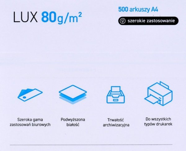 Papier xero ksero biurowy POLLUX (A4; 80g/m2; 500 szt.arkuszy; kolor biały, matowy)