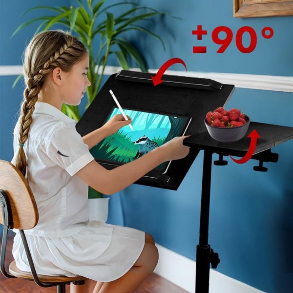 MACLEAN MOBILNE BIURKO/STAND NA LAPTOP, CZARNE, REGULACJA WYSOKOŚC 59-89CM, MAX. 30KG MC-121 B
