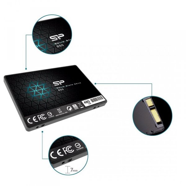Dysk SSD Silicon Power S55 480GB 2,5&quot; SATA III 560/530 MB/s (SP480GBSS3S55S25)