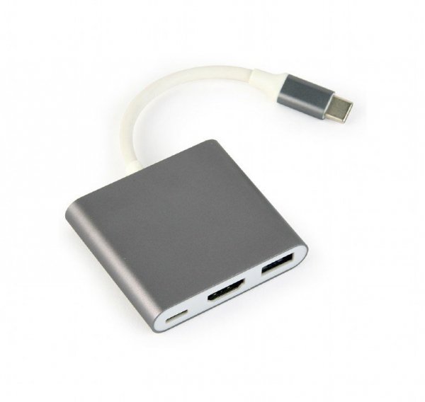 GEMBIRD GEMBIRD MULTI ADAPTER USB TYP-C (M) -&gt; USB TYP-C; USB 3.0; HDMI SZARY