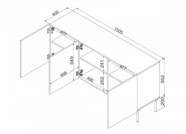 Komoda 3D PALAZZO BIS 151x40x75 czarny mat