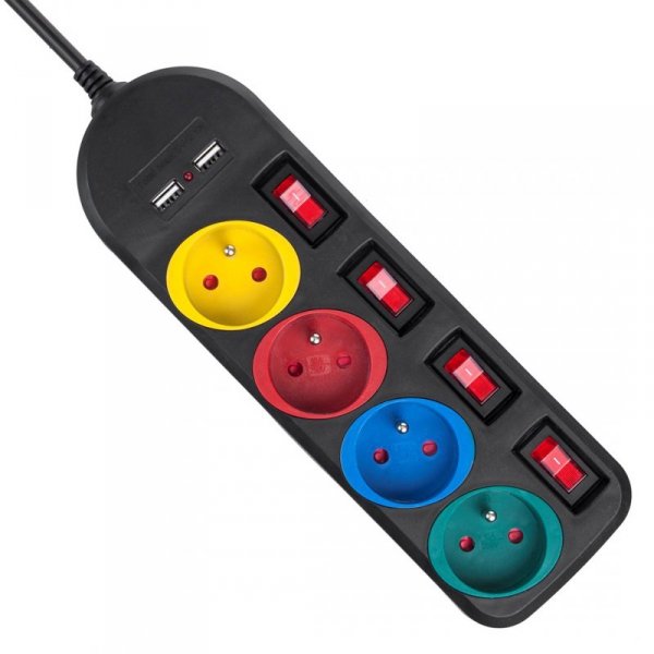 MACLEAN LISTWA ZASILAJĄCA 4 GNIAZDA 2XUSB MCE229B