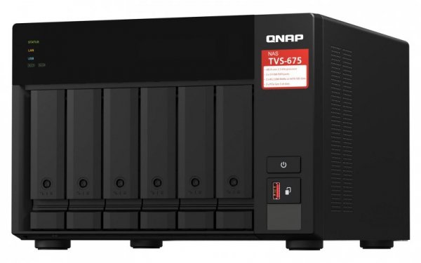 Qnap TVS-675-8G, Tower, 6 x 2.5&quot;/3.5&quot; SATA, Zhaoxin Kaixian KX-U6580 8C/8T, 8GB (1x 8GB) DDR4 SODIMM , 2 x 2.5GbE, Sin