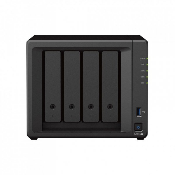 NAS Synology DS923+; Tower; 4x (3.5&quot; SATA HDD); AMD Ryzen R1600; 4 GB DDR4 ECC SODIMM (max. 32GB), 2x 1GbE RJ-45