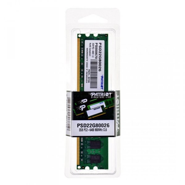Pamięć Patriot Memory Signature PSD22G80026 (DDR2 DIMM; 1 x 2 GB; 800 MHz; CL6)