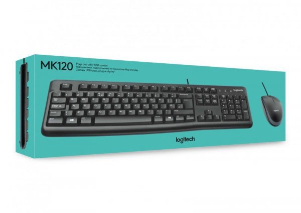 Zestaw klawiatura + mysz Logitech MK120 920-002562 (membranowa; USB 2.0; (US); kolor czarny; optyczna; 1000 DPI)