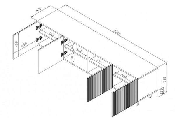 Szafka RTV PAFOS 200x40x52 biały mat