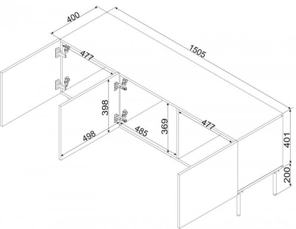Szafka RTV SIENA 150,5x40x60 czarny mat