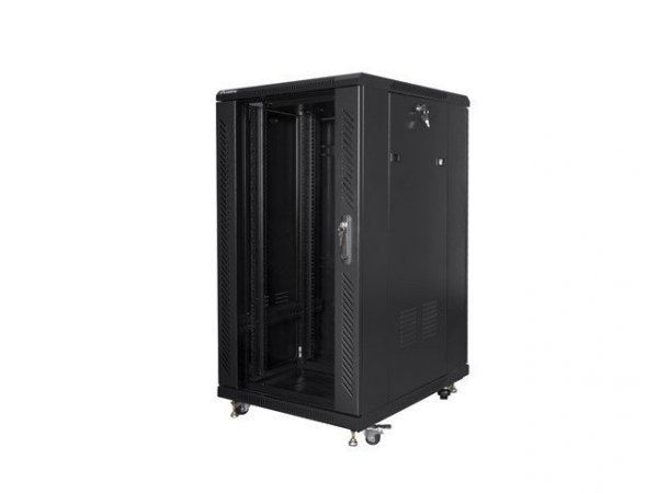 Szafa rack Lanberg FF01-6822-12B (22U; 19&#039;&#039;; 1160 mm / 600mm / 800 mm; stojąca; Szklane; 800 kg; kolor czarny)