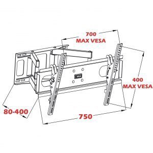Uchwyt ścienny do telewizora ART AR-52 (ścienne; 30&quot; - 70&quot;; max. 60kg)