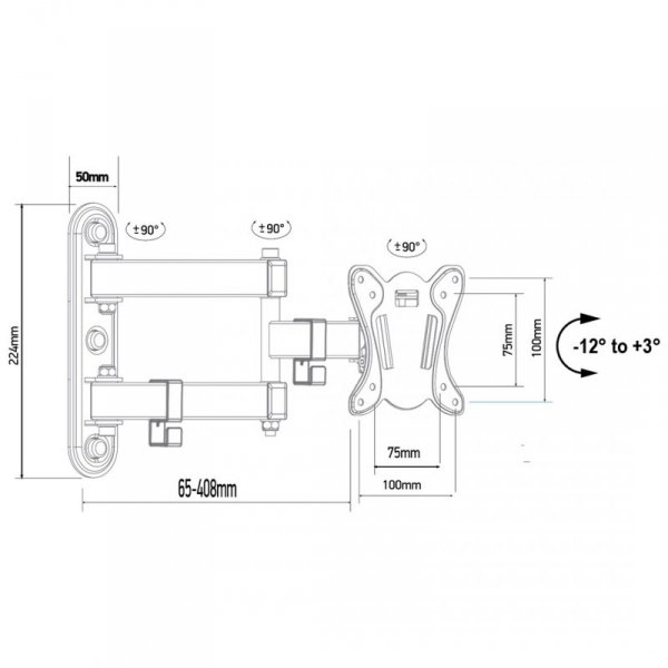 MACLEAN UCHWYT DO TELEWIZORA LUB MONITORA MAX. VESA 100X100, 13-32&quot;, 30KG, CZARNY MC-417