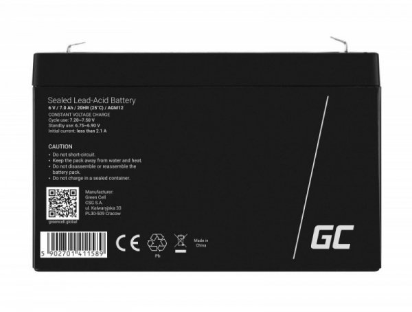GREEN CELL AKUMULATOR ŻELOWY AGM12 6V 7AH