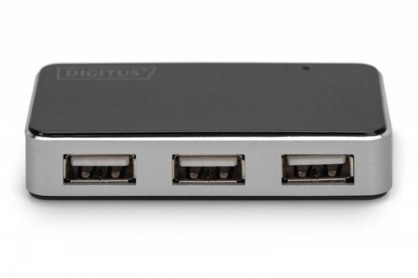 Digitus HUB/Koncentrator 4-portowy USB 2.0 HighSpeed, aktywny, czarno-srebrny