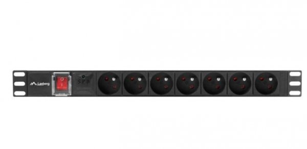 Lanberg Listwa zasilająca Rack PDU  19&quot;  1U 16A 7X 230V PL 2m czarna