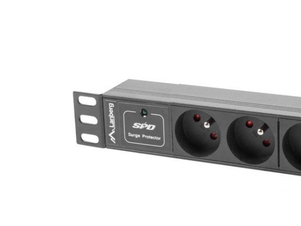 Lanberg Listwa zasilająca Rack PDU 10 cali 1U 3x PL 2m 16A 230V PL czarna